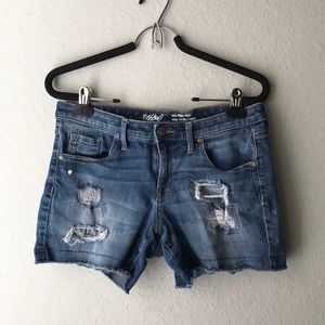 Ripped jean shorts